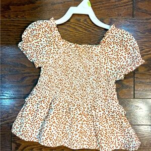 Floral Kids Top - Cream and Orange